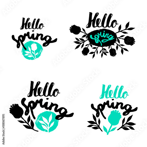 Hello spring lettering. photo