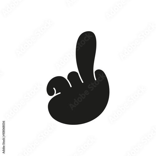 hand showing middle finger up. fuck you or fuck off. simple black minimal icon on white background