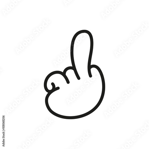 hand showing middle finger up. fuck you or fuck off. simple black minimal icon on white background