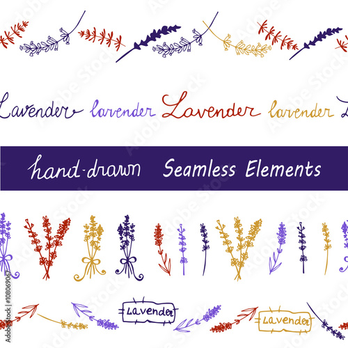 Lavender Seamless elements set