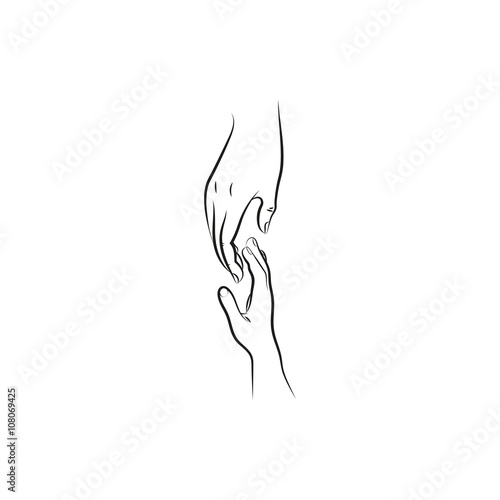 Vector illustration of two hands in helping gesture.