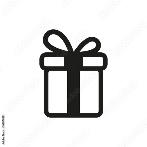 simple black icon of Present on white background