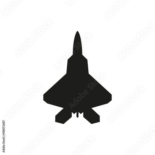 simple black jet plane icon on white background