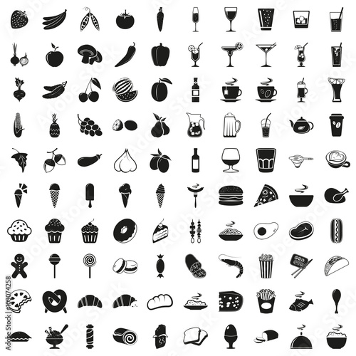 Elegant Food And Drink Icons Set Created For Mobile, Web And Applications.