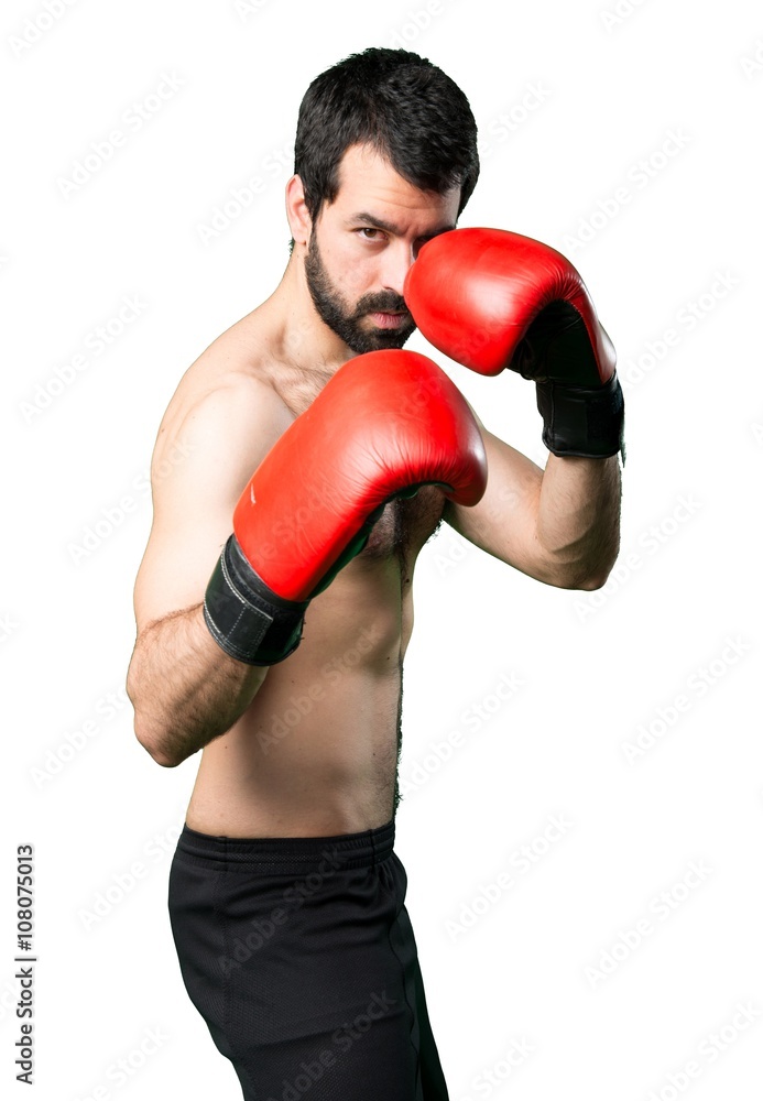 Sportman with boxing gloves Sportman with boxing gloves