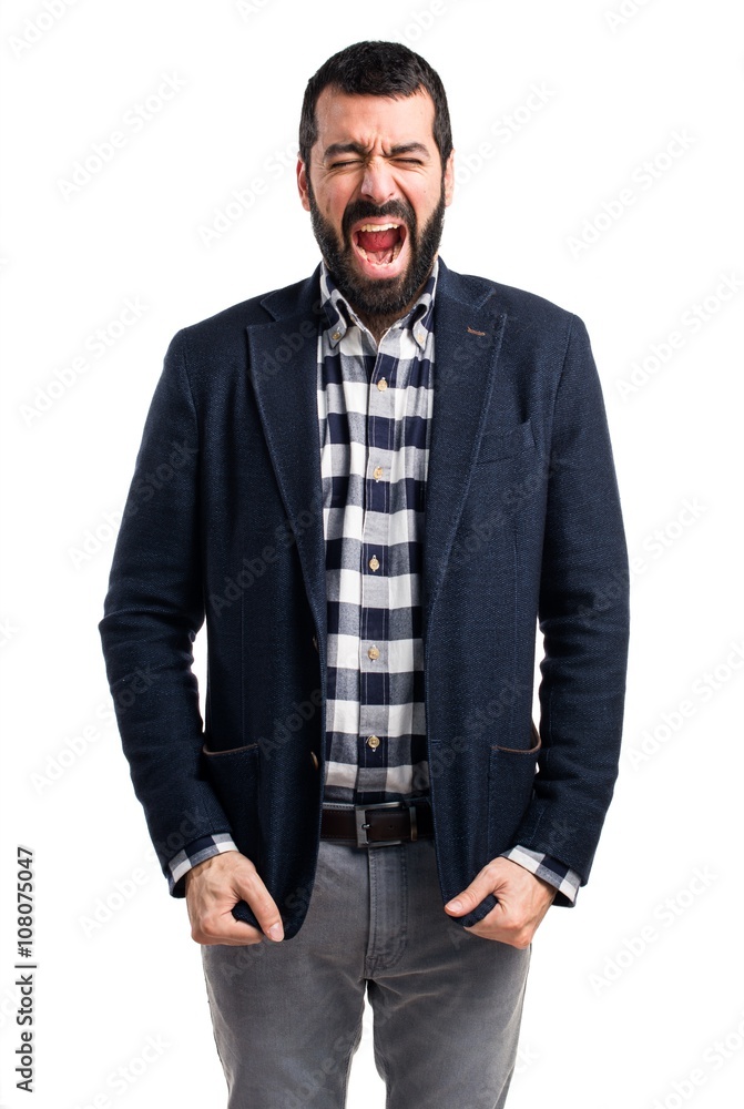 Handsome man shouting Handsome man shouting