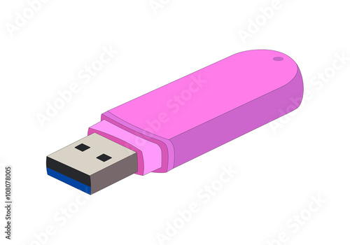 Vector illustration of pink usb flash drive