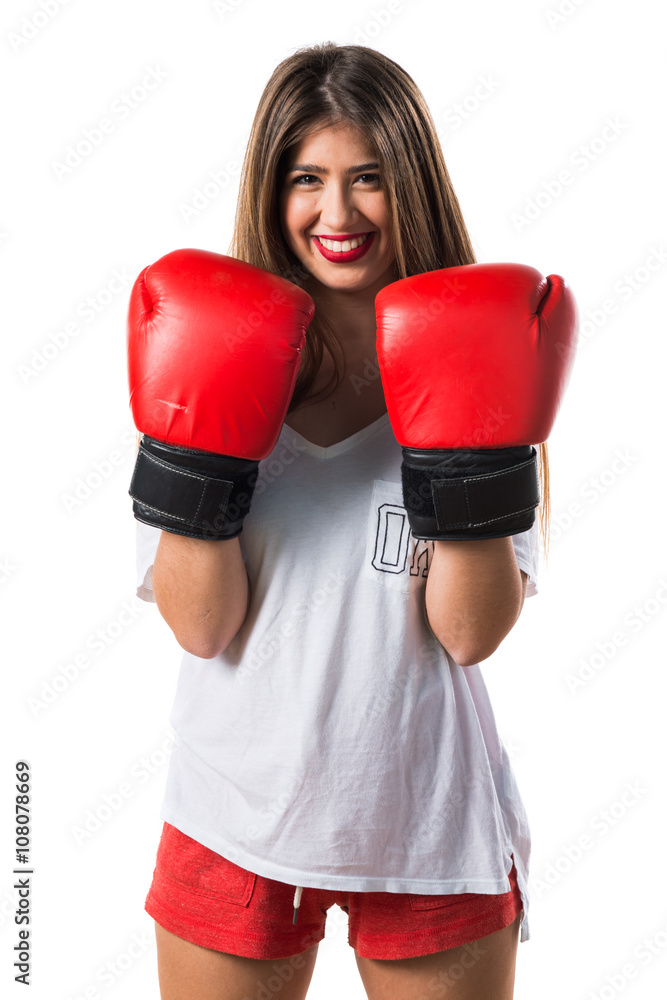 Teen girl with boxing gloves
