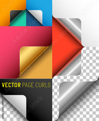 Vector Paper Page Curl Set. A collection of page curls. Vector illustration.