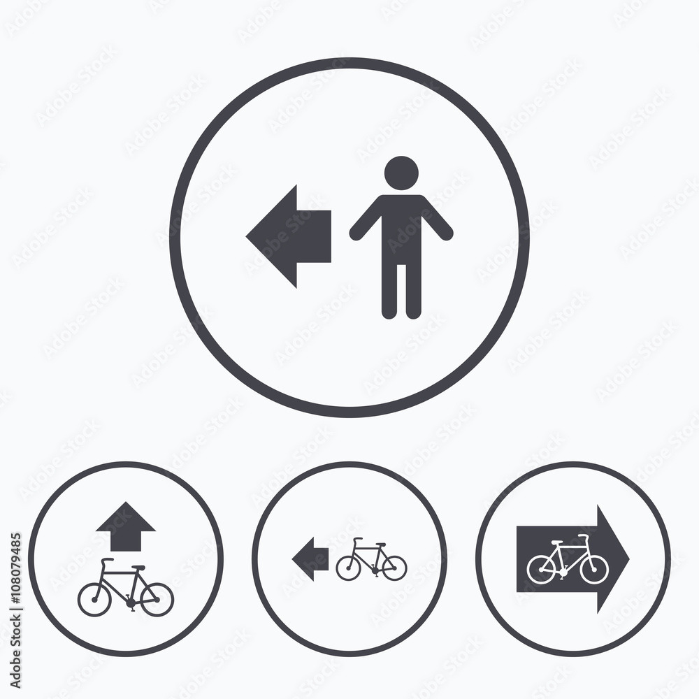 Pedestrian road icon. Bicycle path trail sign. Pedestrian road icon. Bicycle path trail sign.