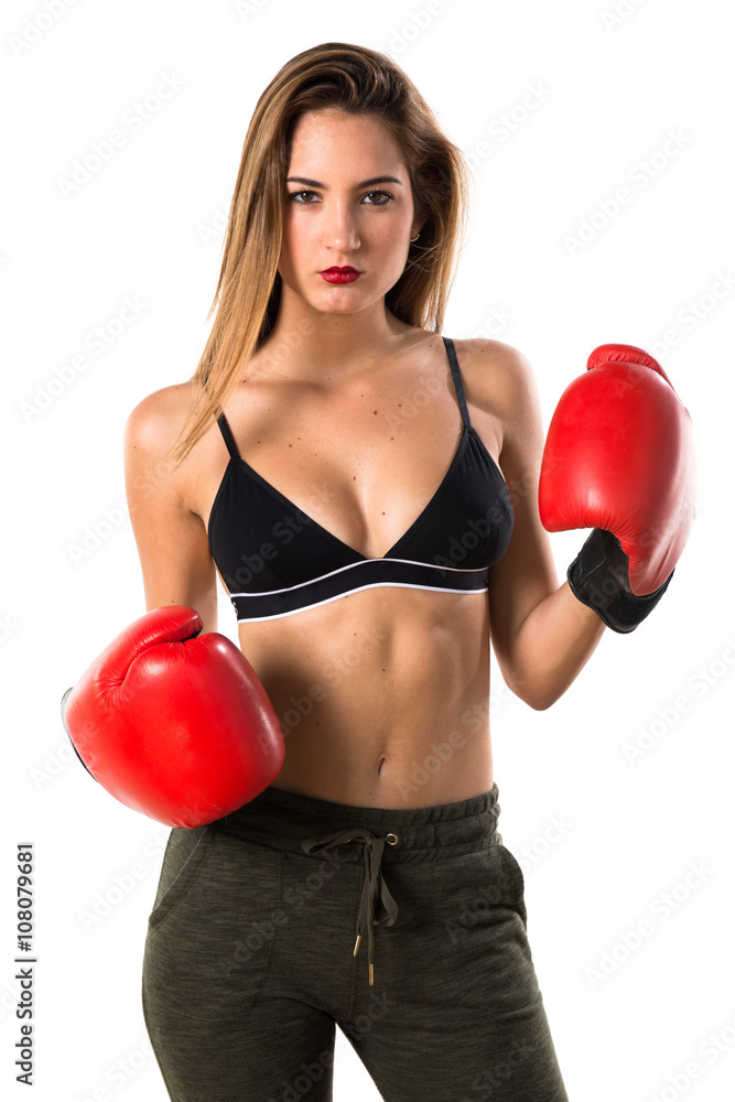 Teen girl with boxing gloves Teen girl with boxing gloves