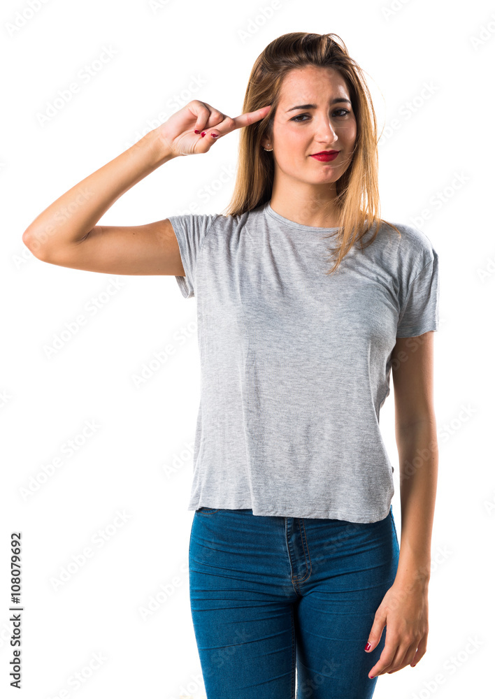 Young girl making crazy gesture Young girl making crazy gesture