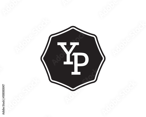 YP retro initial monogram letter logo. vintage label typography.