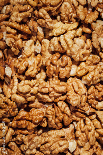 shelled walnuts background