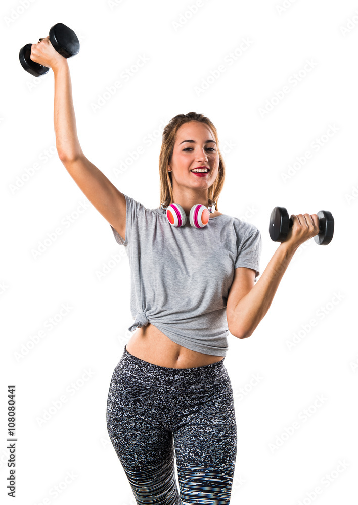 Young woman doing weightlifting Young woman doing weightlifting