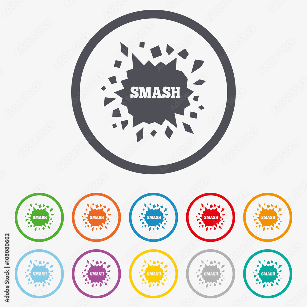 Cracked hole icon. Smash or break symbol. Cracked hole icon. Smash or break symbol.