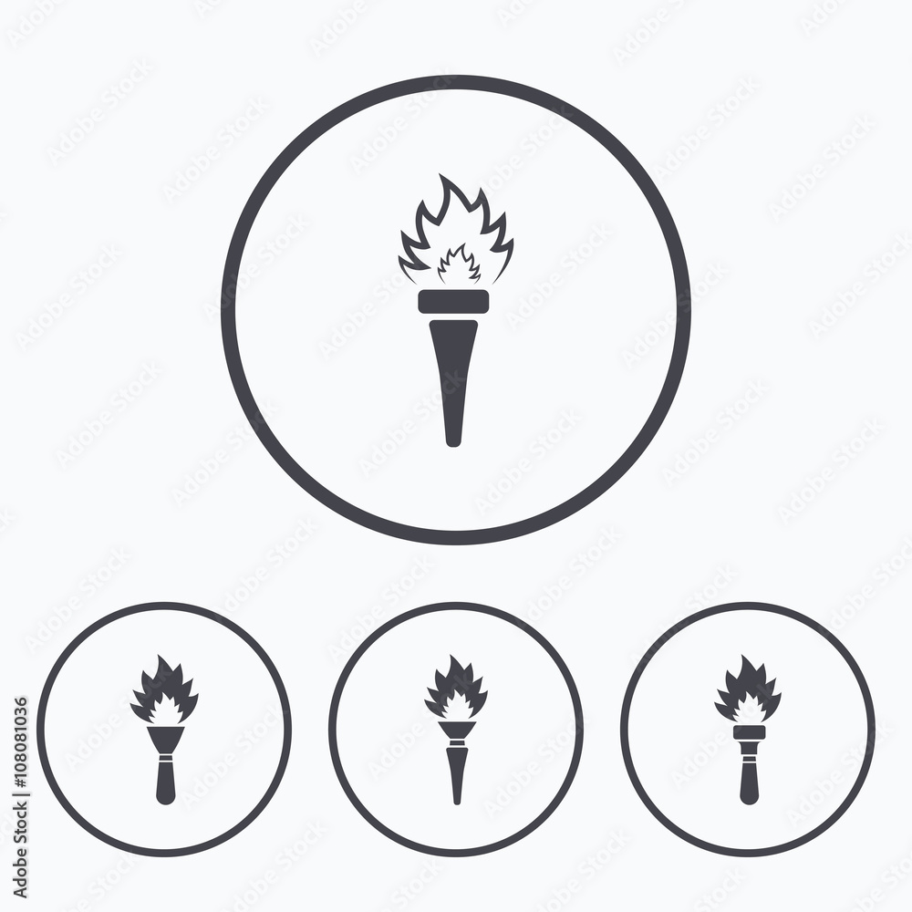 Torch flame icons. Fire flaming symbols. Torch flame icons. Fire flaming symbols.