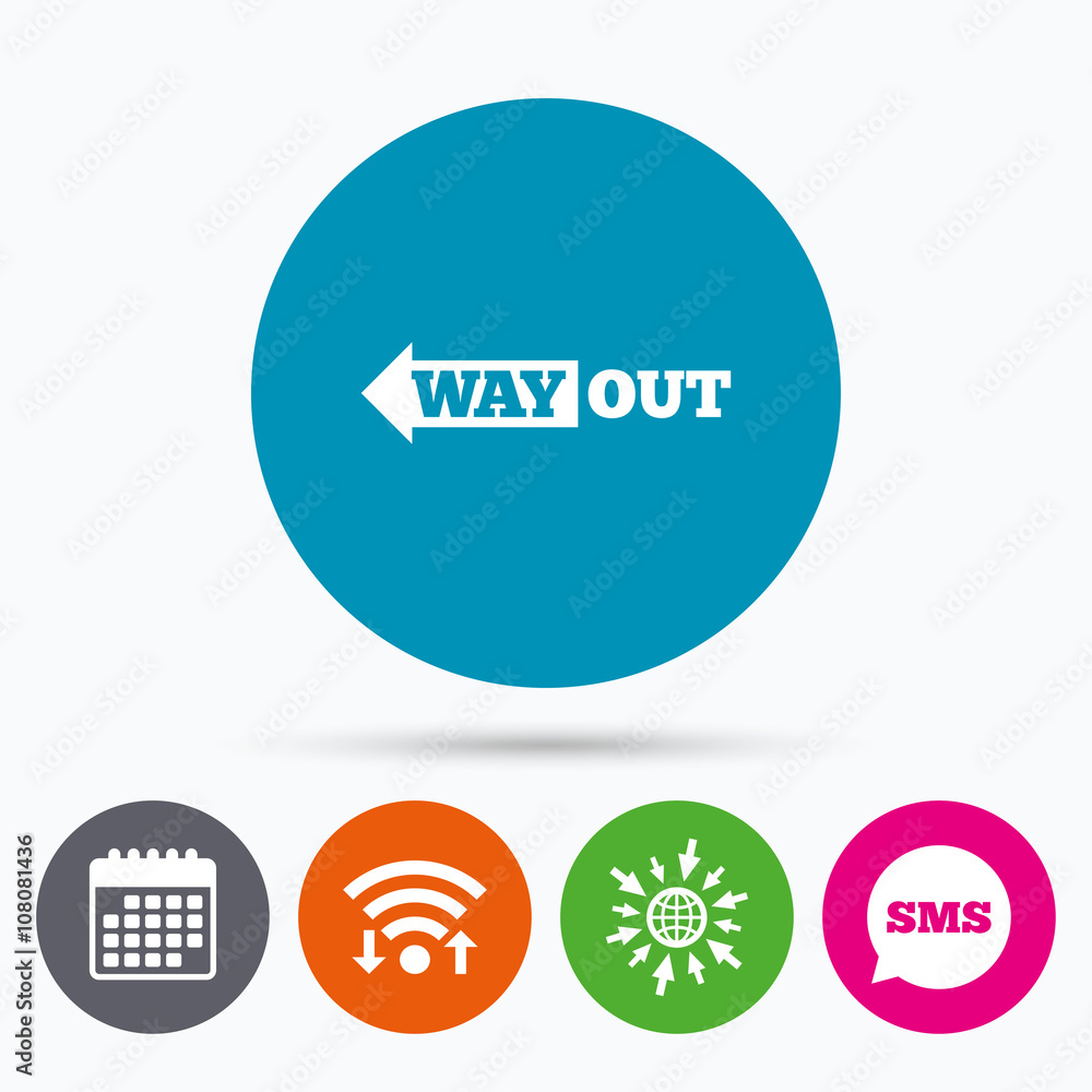 Way out left sign icon. Arrow symbol. Way out left sign icon. Arrow symbol.