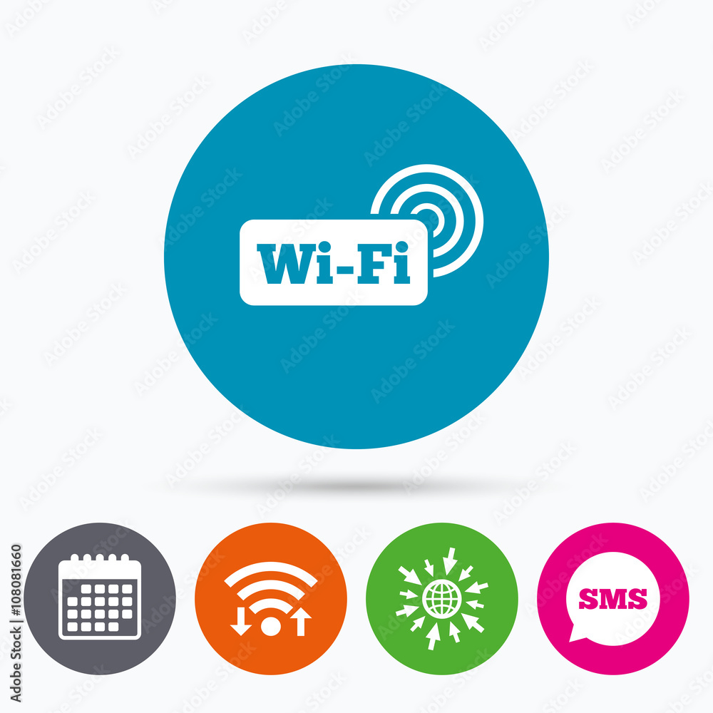 Free wifi sign. Wifi symbol. Wireless Network. Free wifi sign. Wifi symbol. Wireless Network.