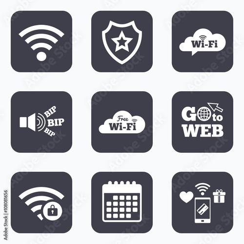 Wifi Wireless Network icons. Wi-fi zone locked.