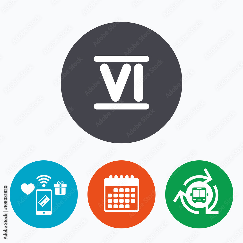 Roman numeral six icon. Roman number six sign. Roman numeral six icon. Roman number six sign.