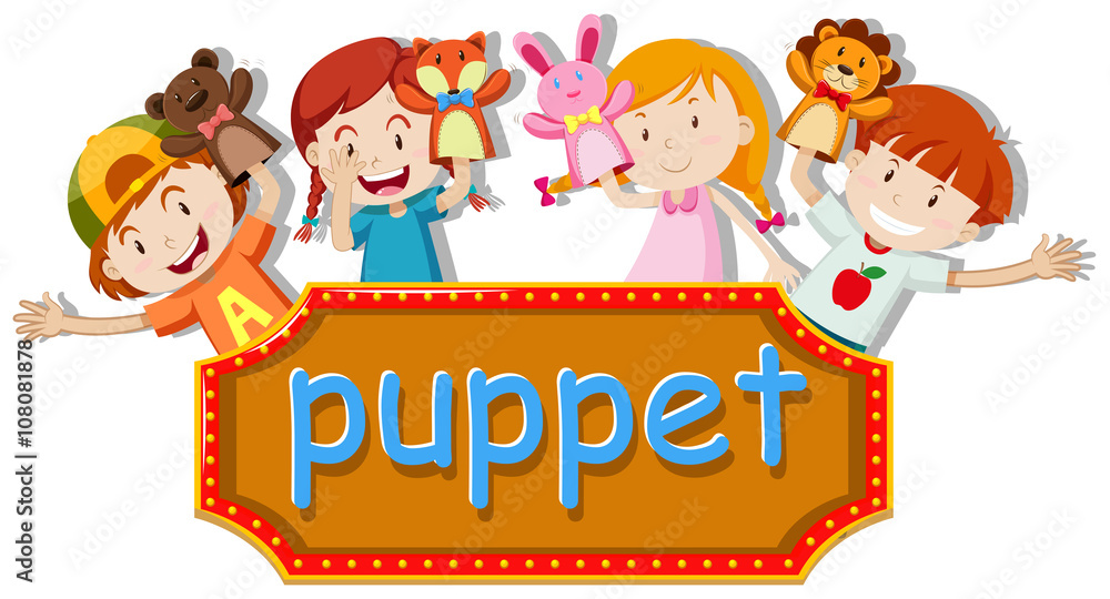 Children playing hand puppets Children playing hand puppets