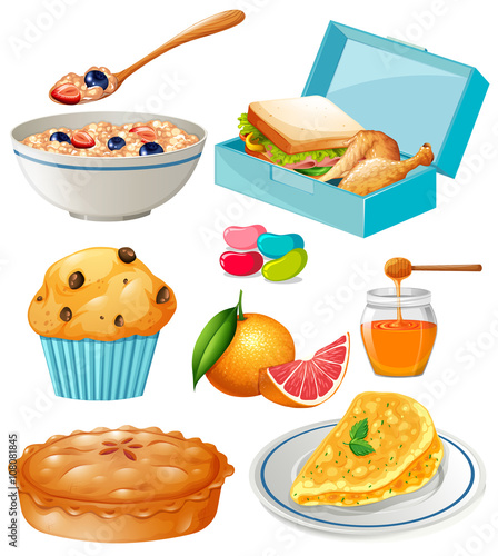 Different kind of food and dessert