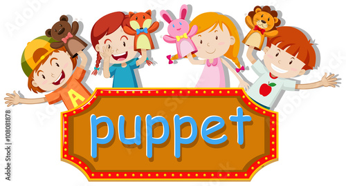 Children playing hand puppets