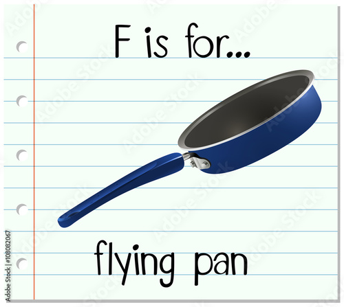Flashcard letter F is for flying pan photo