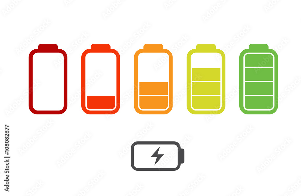 Iconы battery with a charge level colored raster Vector Iconы battery with a charge level colored raster Vector