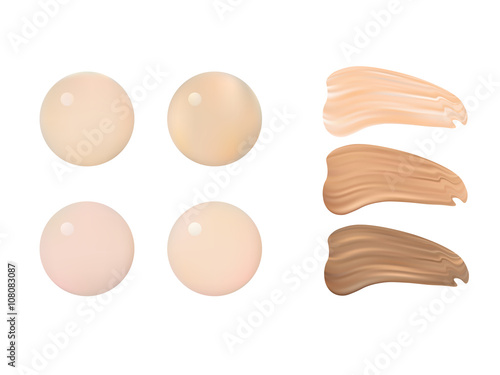 Vector Illustration of Color Shades Palette For Foundation Make Up. Isolated On White Background.