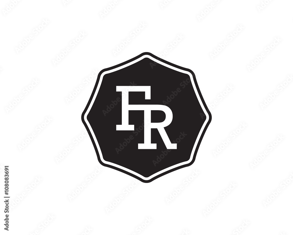 Fototapeta premium FR retro initial monogram letter logo. vintage label typography.
