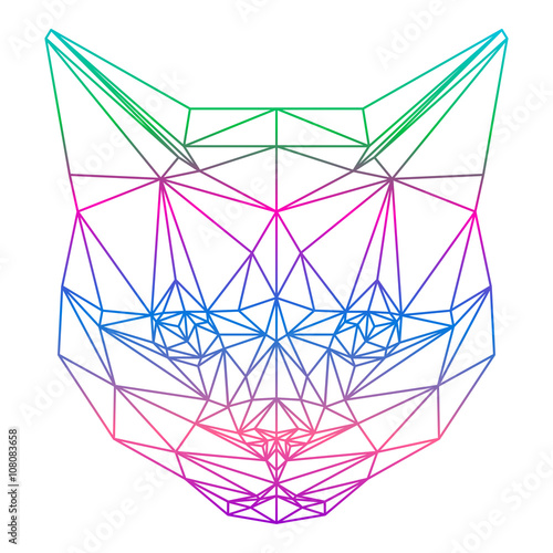 abstract gradient colored cat silhouette drawn in one continuous line