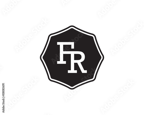 FR retro initial monogram letter logo. vintage label typography.