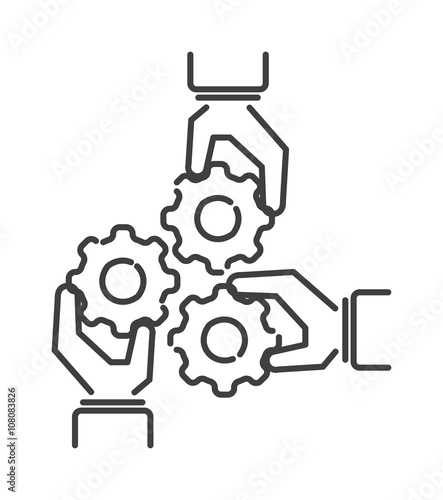 Teamwork business people teambuilding icon group communication concept symbol outline vector. 