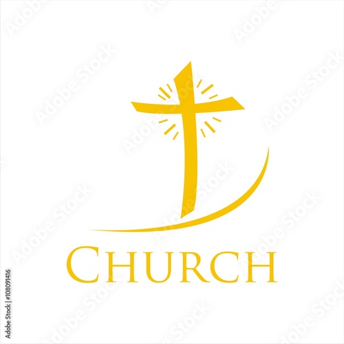 Curch and Cross vector logo design template