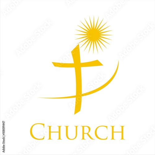church and cross vector logo design template.