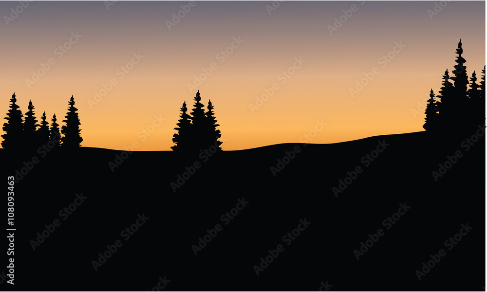 Tree silhouette on fields