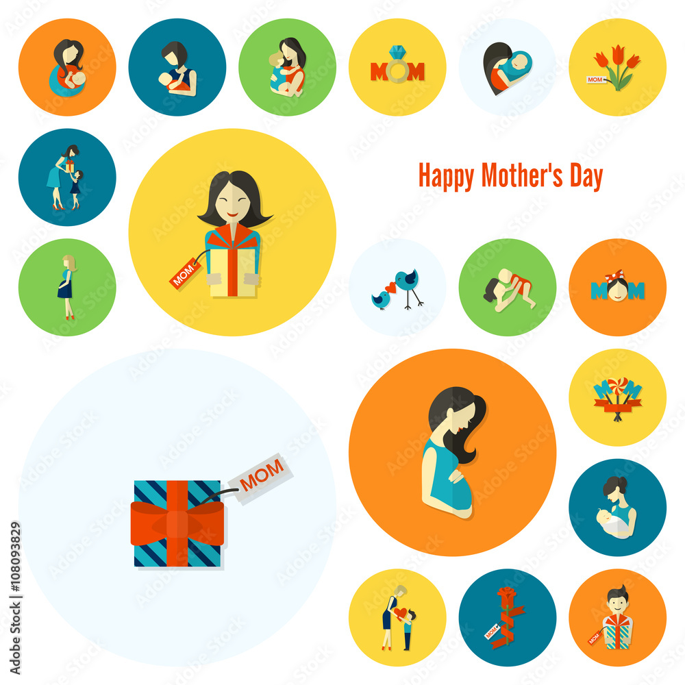 Fototapeta premium Happy Mothers Day Icons