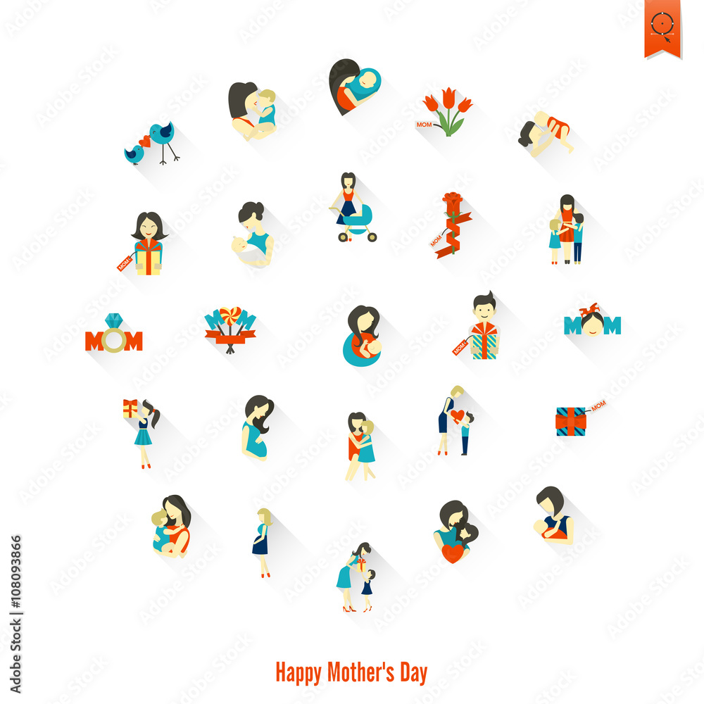 Fototapeta premium Happy Mothers Day Icons