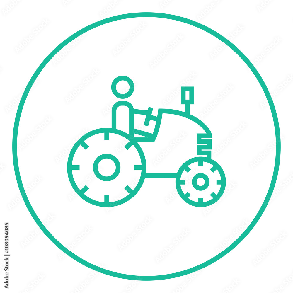 Man driving tractor line icon. Man driving tractor line icon.