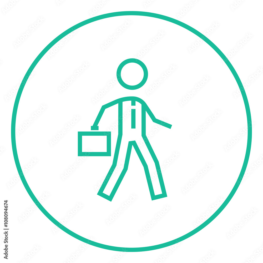 Businessman walking with briefcase line icon. Businessman walking with briefcase line icon.