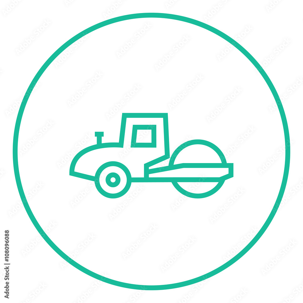 Road roller line icon.