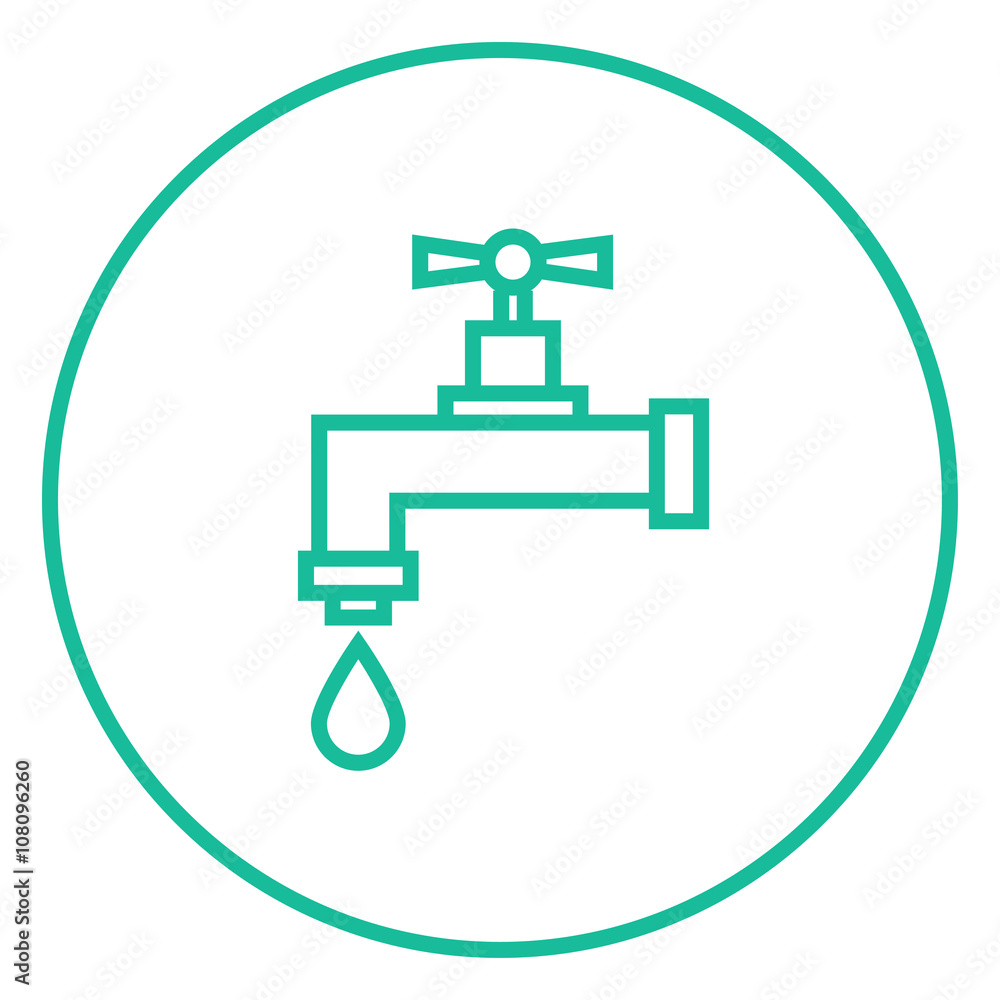 Dripping tap with drop line icon. Dripping tap with drop line icon.