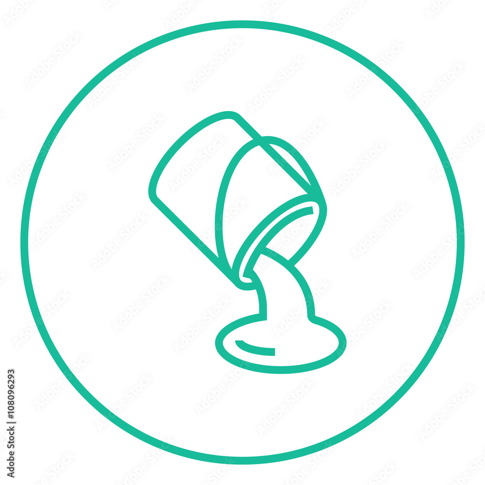Paint pouring from bucket line icon. Paint pouring from bucket line icon.