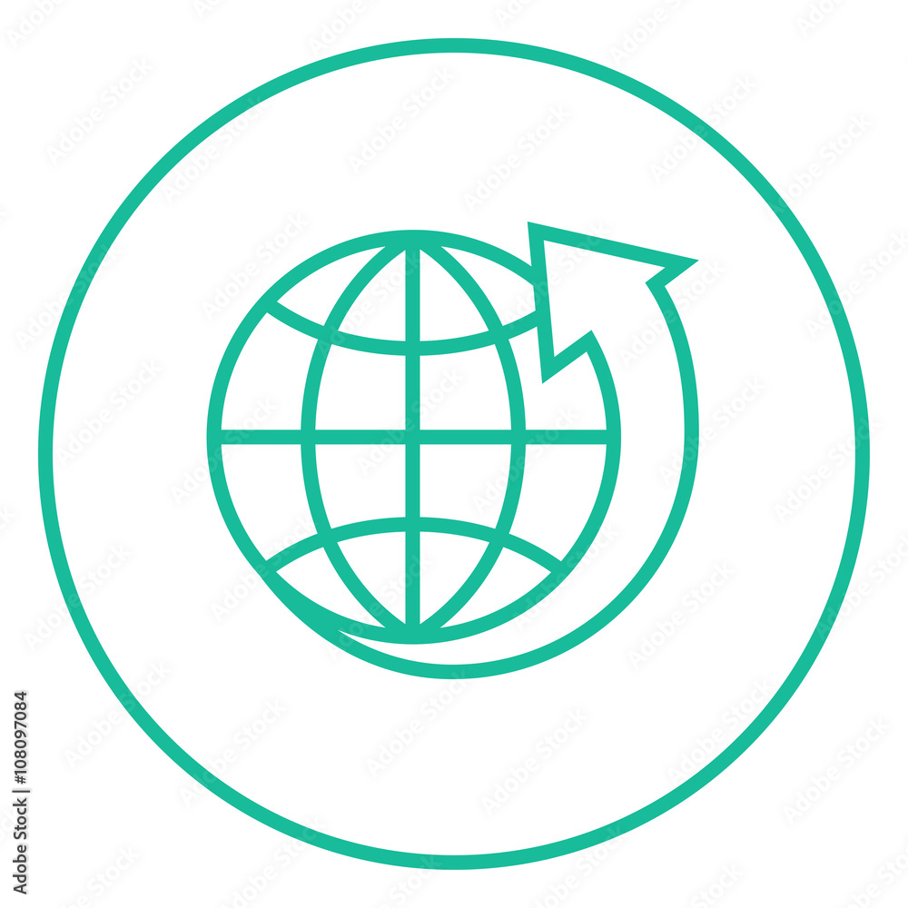 Earth and arrow around line icon. Earth and arrow around line icon.