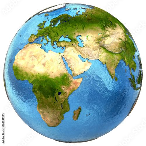 African and European continents on Earth