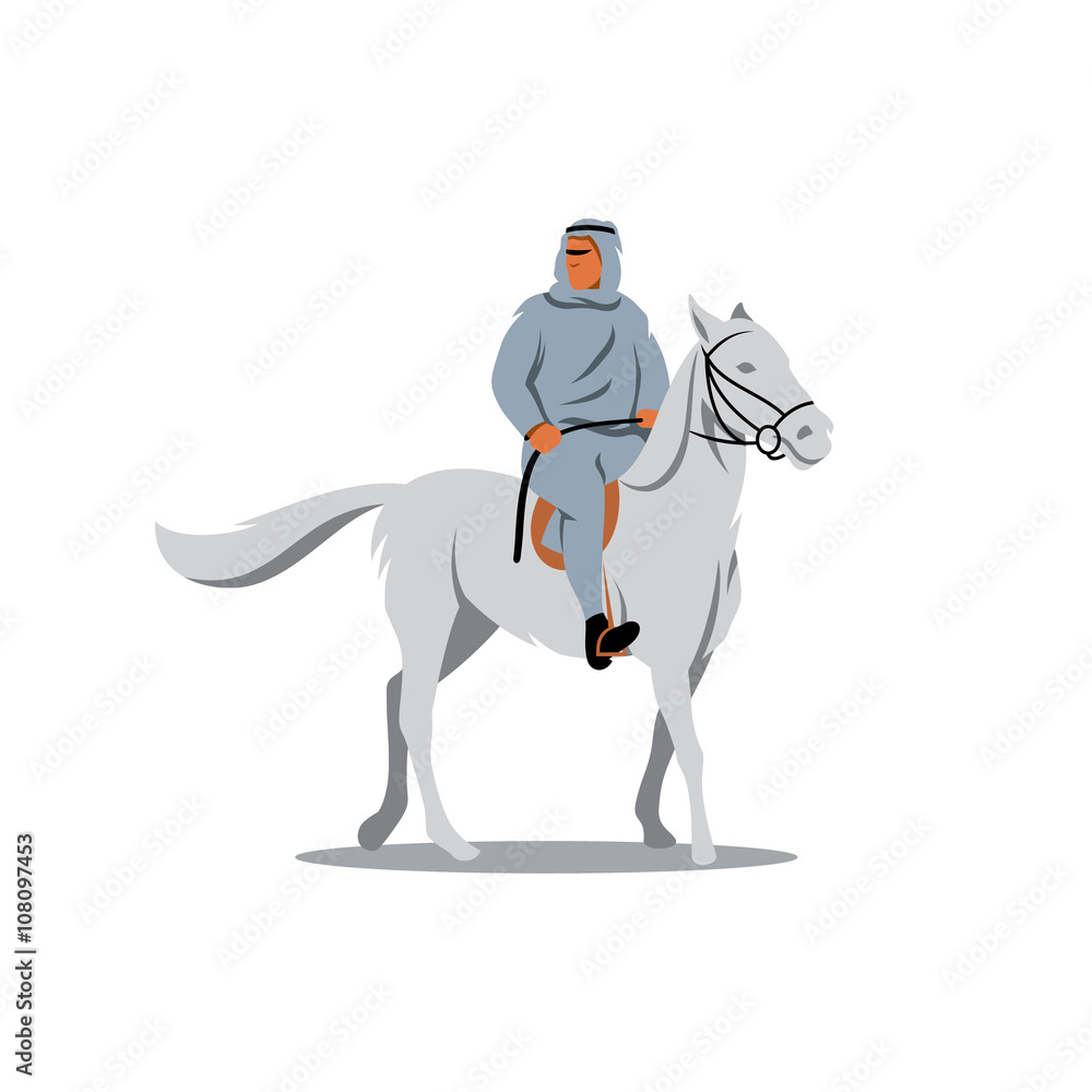 Arab sheikhs on a white horse. Vector Illustration. Arab sheikhs on a white horse. Vector Illustration.