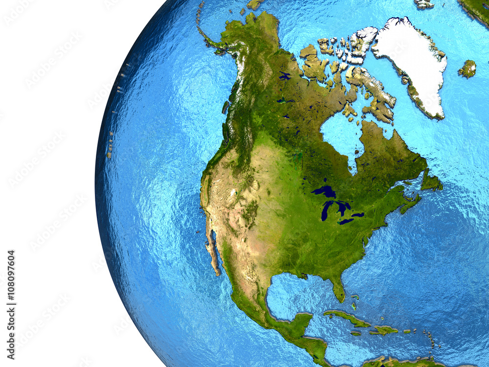 North American continent on Earth