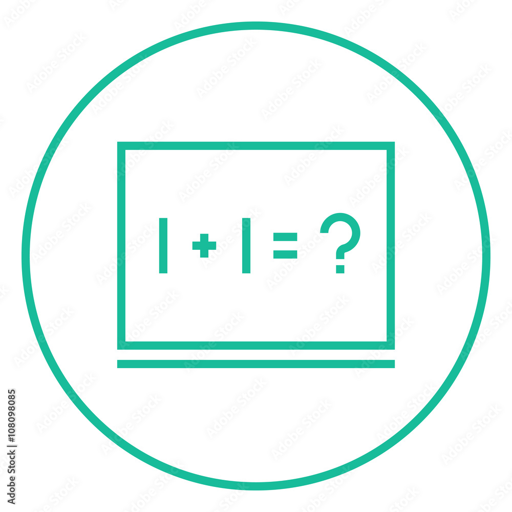 Maths example written on blackboard line icon. Maths example written on blackboard line icon.